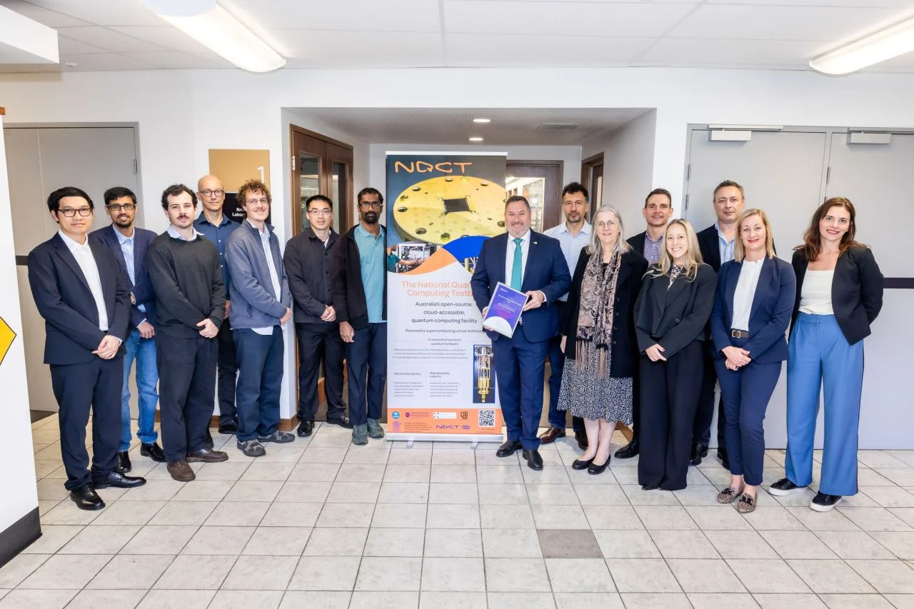 Hoa Nguyen with the team at the National Quantum Computing Testbed (NQCT) launch